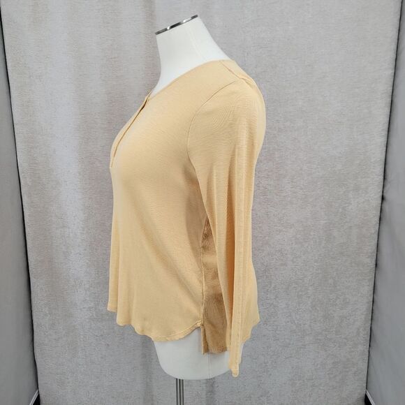 J. Jill Butter Yellow Henley Top Long Sleeve Tee T-shirt Pima Cotton Women's XL - Picture 5 of 12
